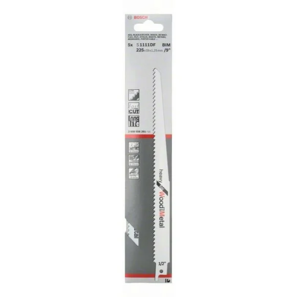 Сабельные пилки (5 шт.) S 1111 DF Heavy for Wood and Metal Bosch 2608656261 — изображение 2