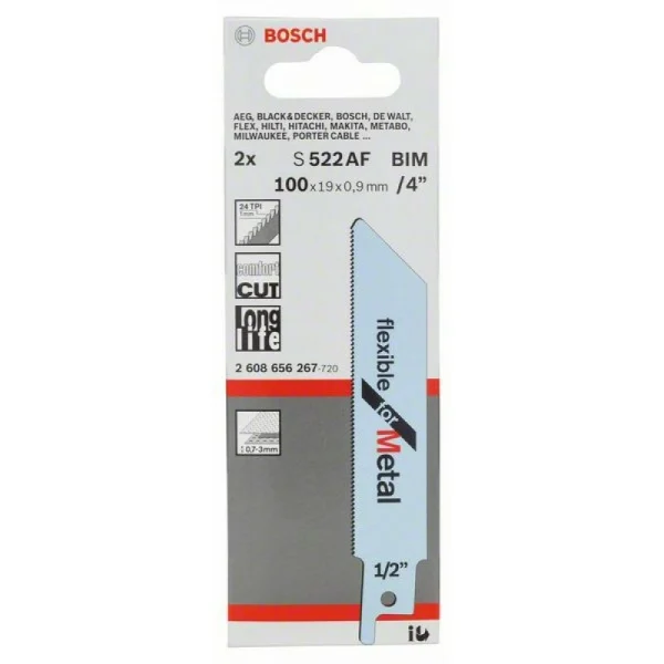 Сабельные пилки (2 шт.) S 522 AF Flexible for Metal Bosch 2608656267 — изображение 2