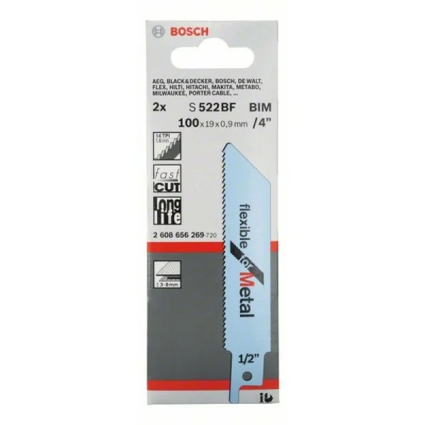 Сабельные пилки (2 шт.) S 522 BF Flexible for Metal Bosch 2608656269 — изображение 2