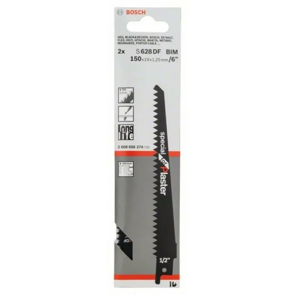 Сабельные пилки (2 шт) S 628 DF Special for Plaster Bosch 2608656274 — изображение 2