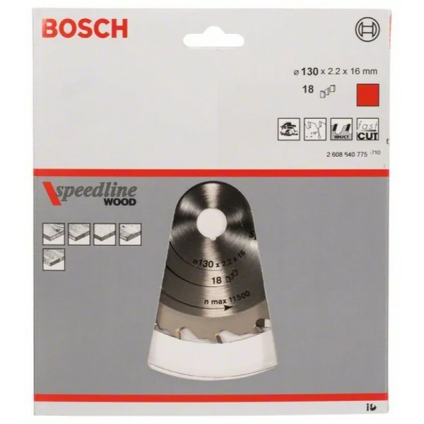 Пильный диск Speedline Wood 130x16x2,2 мм, 18 Bosch 2608640775 — изображение 2