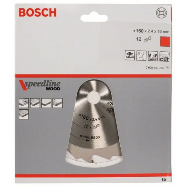 Пильный диск Speedline Wood 160x16x2,4 мм, 12 Bosch 2608640784 — изображение 2