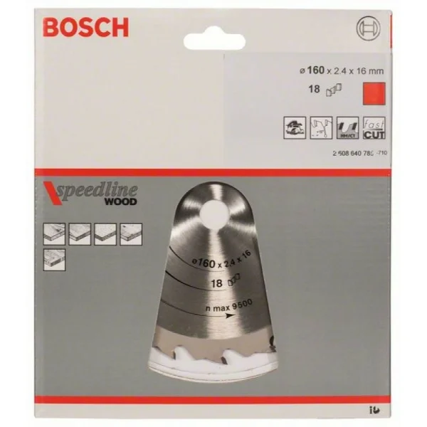 Пильный диск Speedline Wood 160x16x2,4 мм, 18 Bosch 2608640785 — изображение 2