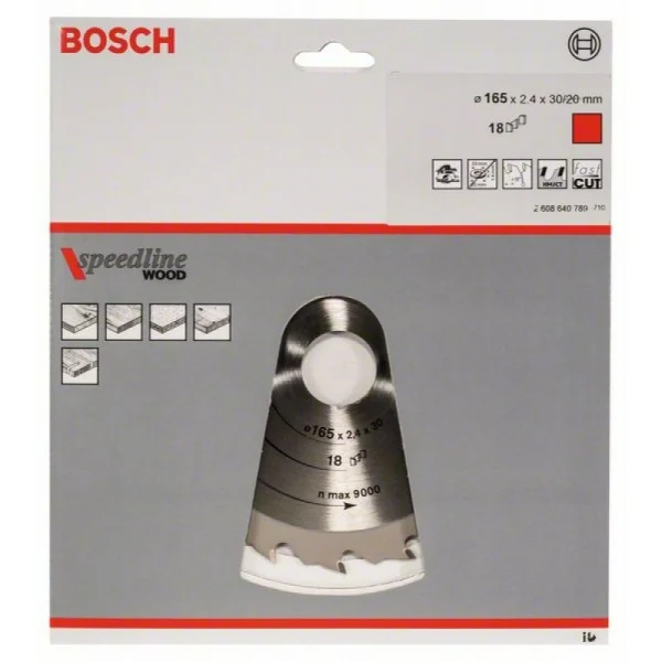 Пильный диск Speedline Wood 165x30x2,4 мм, 18 Bosch 2608640789 — изображение 2