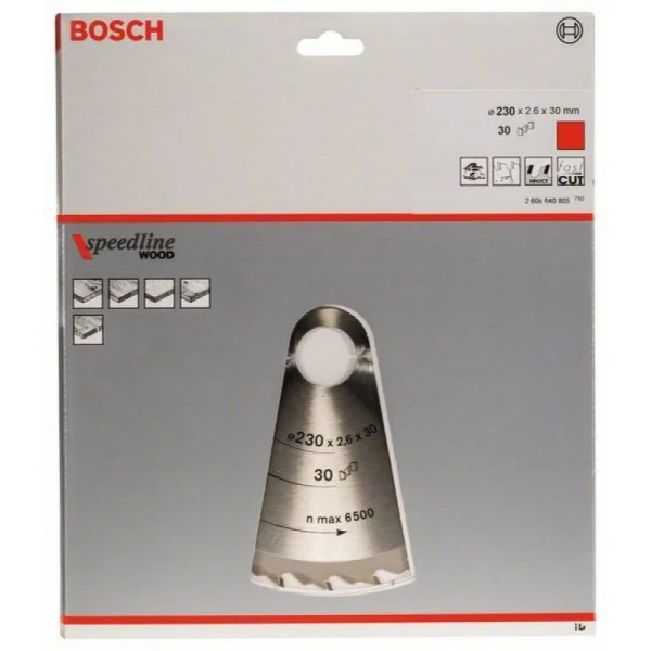 Пильный диск Speedline Wood 230 x 30 x 2,6 mm, 30 Bosch 2608640805 — изображение 2