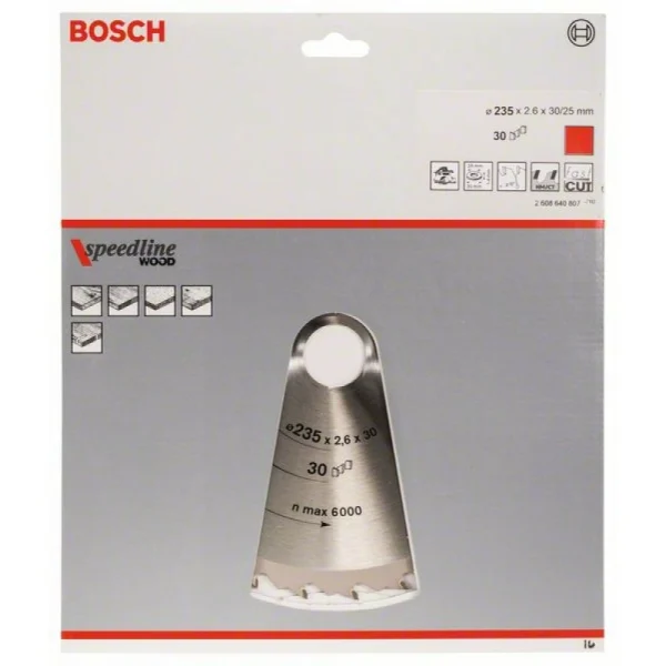 Пильный диск Speedline Wood 235 x 30/25 x 2,6 mm, 30 Bosch 2608640807 — изображение 2