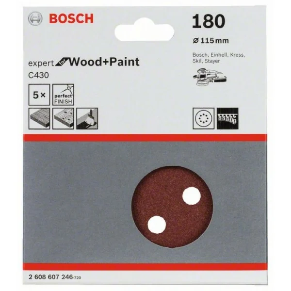 Шлифлист C430, в упаковке 5шт. 115 мм, 180 Bosch 2608607246 — изображение 2