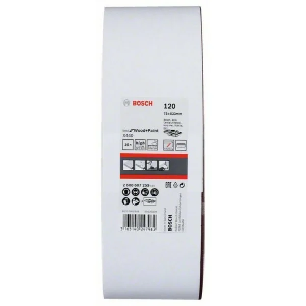 Набор из 10 шлифлент X440 75x533мм, 120 Bosch 2608607259 — изображение 2