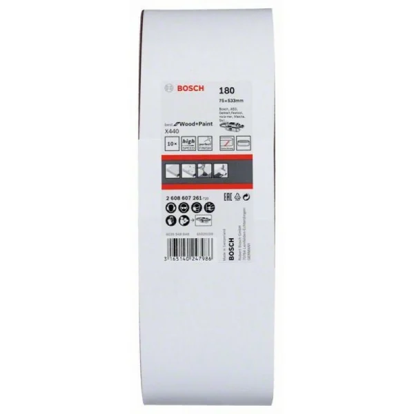 Набор из 10 шлифлент X440 75x533мм, 180 Bosch 2608607261 — изображение 2