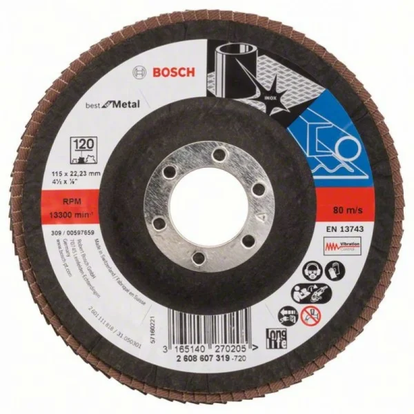 Лепестковый шлифкруг X571 Best for Metal 115x22,23 мм, 120 Bosch 2608607319