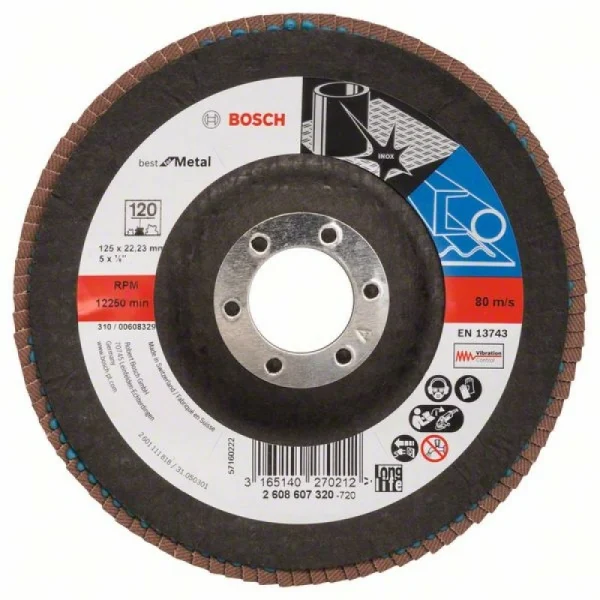 Лепестковый шлифкруг X571 Best for Metal 125x22,23 мм, 120 Bosch 2608607320