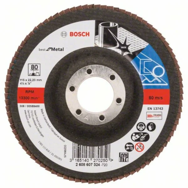 Лепестковый шлифкруг X571 Best for Metal 115x22,23 мм, 80 Bosch 2608607324