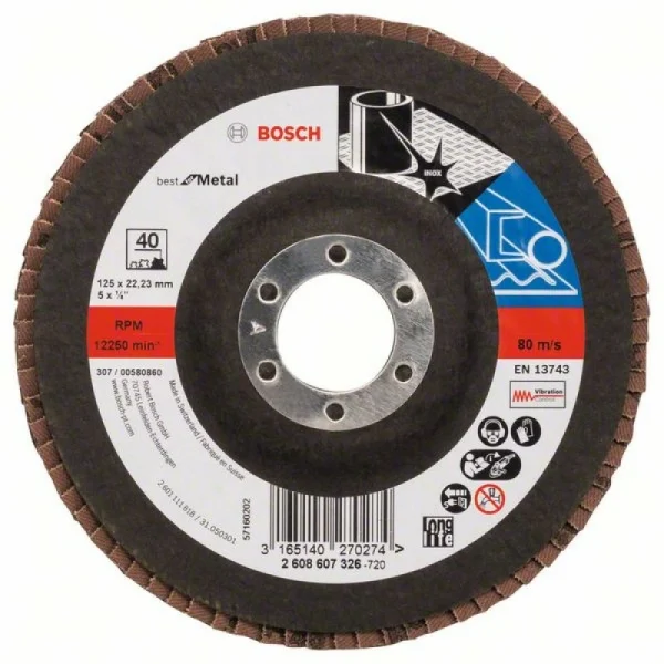 Лепестковый шлифкруг X571 Best for Metal 125x22,23 мм, 40 Bosch 2608607326