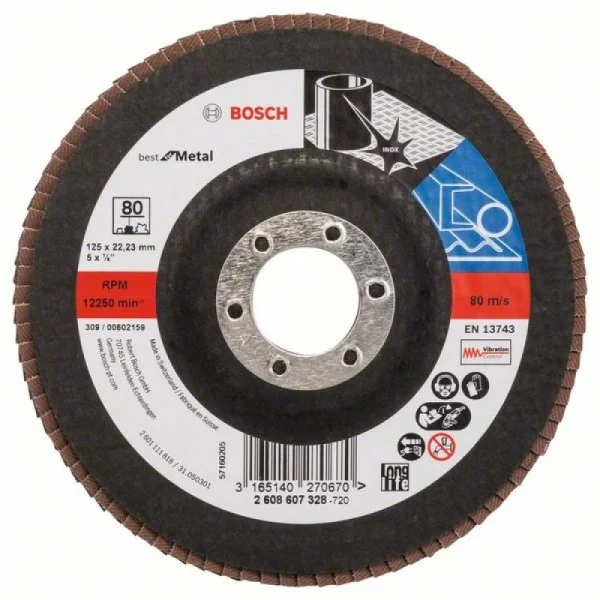Лепестковый шлифкруг X571 Best for Metal 125x22,23 мм, 80 Bosch 2608607328