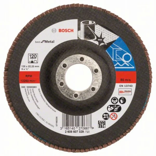 Лепестковый шлифкруг X571 Best for Metal 125x22,23 мм, 120 Bosch 2608607329
