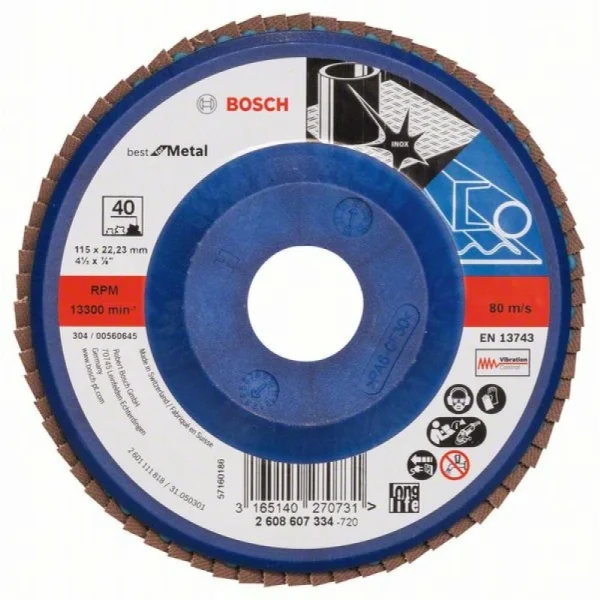 Лепестковый шлифкруг X571 Best for Metal 115x22,23 мм, 40 Bosch 2608607334
