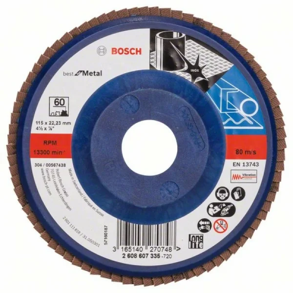 Лепестковый шлифкруг X571 Best for Metal 115x22,23 мм, 60 Bosch 2608607335