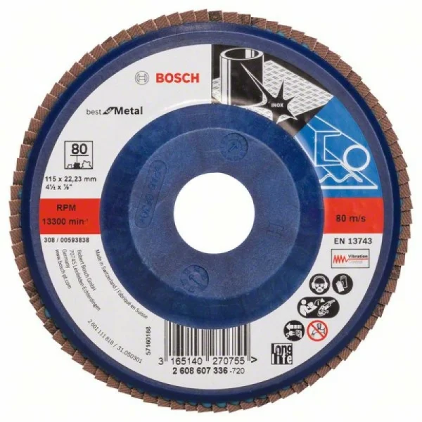 Лепестковый шлифкруг X571 Best for Metal 115x22,23 мм, 80 Bosch 2608607336