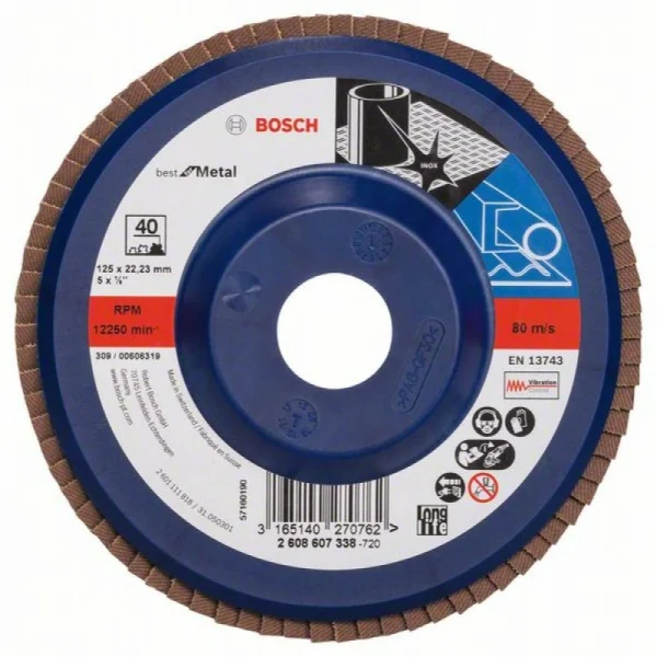 Лепестковый шлифкруг X571 Best for Metal 125x22,23 мм, 40 Bosch 2608607338