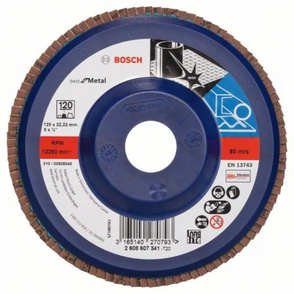 Лепестковый шлифкруг X571 Best for Metal 125x22,23 мм, 120 Bosch 2608607341