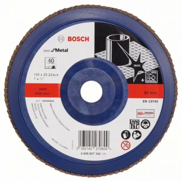 Лепестковый шлифкруг X571 Best for Metal 180x22,23 мм, 40 Bosch 2608607342