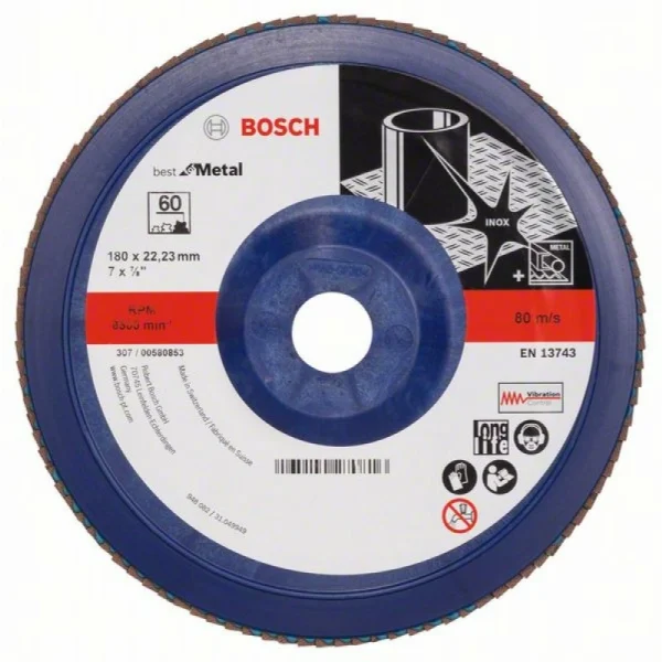 Лепестковый шлифкруг X571 Best for Metal 180x22,23 мм, 60 Bosch 2608607343