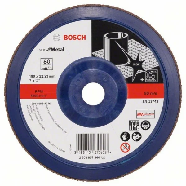 Лепестковый шлифкруг X571 Best for Metal 180x22,23 мм, 80 Bosch 2608607344