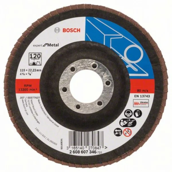 Лепестковый шлифкруг X551 Expert for Metal 115x22,23 мм, 120 Bosch 2608607346