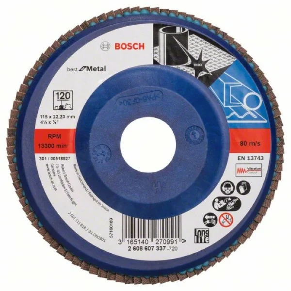 Лепестковый шлифкруг X571 Best for Metal 115x22,23 мм, 120 Bosch 2608607337