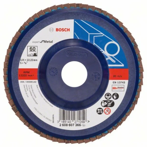Лепестковый шлифкруг X551 Expert for Metal 125x22,23 мм, 60 Bosch 2608607366