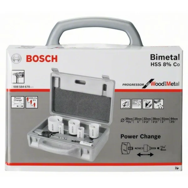 Набор из 9 коронок Progressor для сантехников 20; 25; 32; 38; 51; 64 мм Bosch 2608584670 — изображение 2