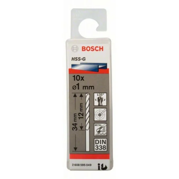 Сверло по металлу HSS-G DIN 338 1x12x34 мм Bosch 2608595049 — изображение 2