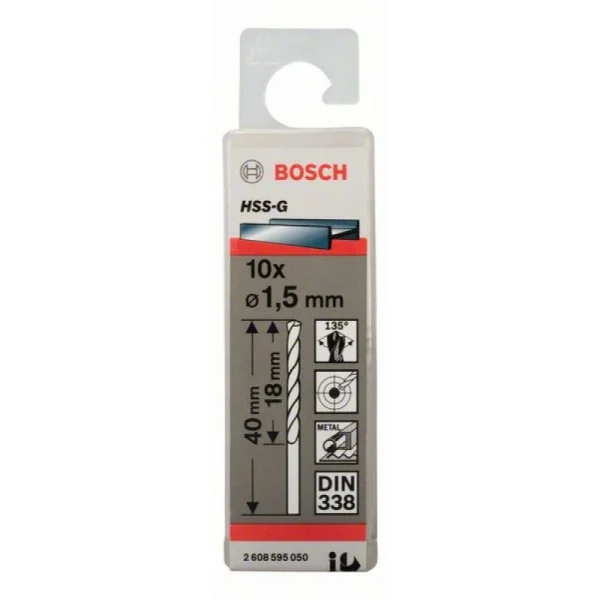 Сверло по металлу HSS-G DIN 338 1,5x18x40 мм Bosch 2608595050 — изображение 2