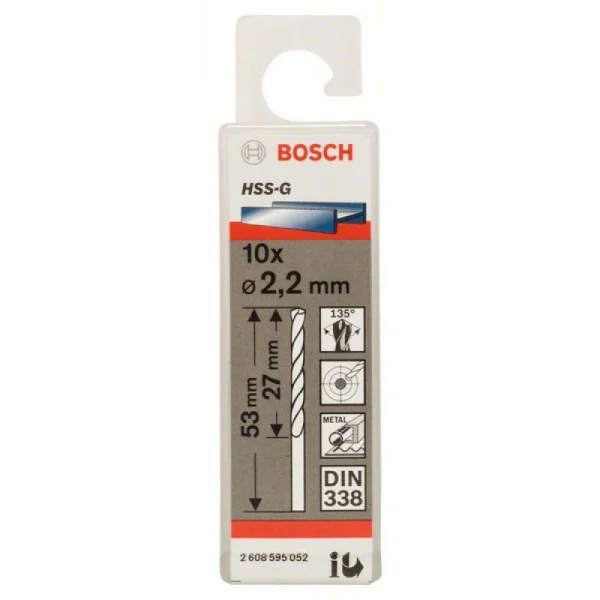 Сверло по металлу HSS-G DIN 338 2,2x27x53 мм Bosch 2608595052 — изображение 2