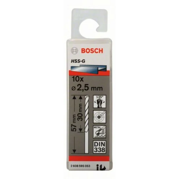 Сверло по металлу HSS-G DIN 338 2,5x30x57 мм Bosch 2608595053 — изображение 2