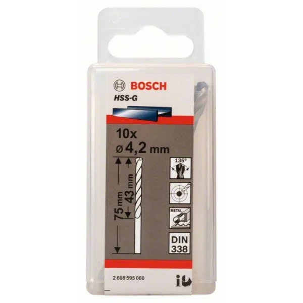 Сверло по металлу HSS-G DIN 338 4,2x43x75 мм Bosch 2608595060 — изображение 2