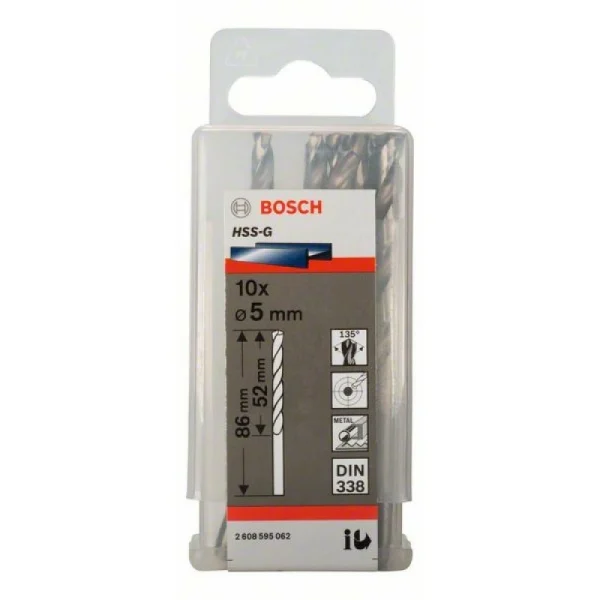 Сверло по металлу HSS-G DIN 338 5x52x86 мм Bosch 2608595062 — изображение 2