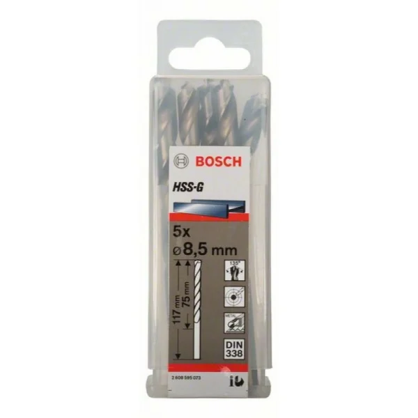 Сверло по металлу HSS-G DIN 338 8,5x75x117 мм Bosch 2608595073 — изображение 2