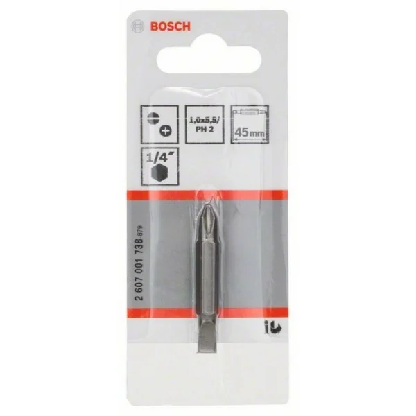 Двусторонняя насадка-бита S 1,0x5,5; PH2; 45 мм Bosch 2607001738 — изображение 2