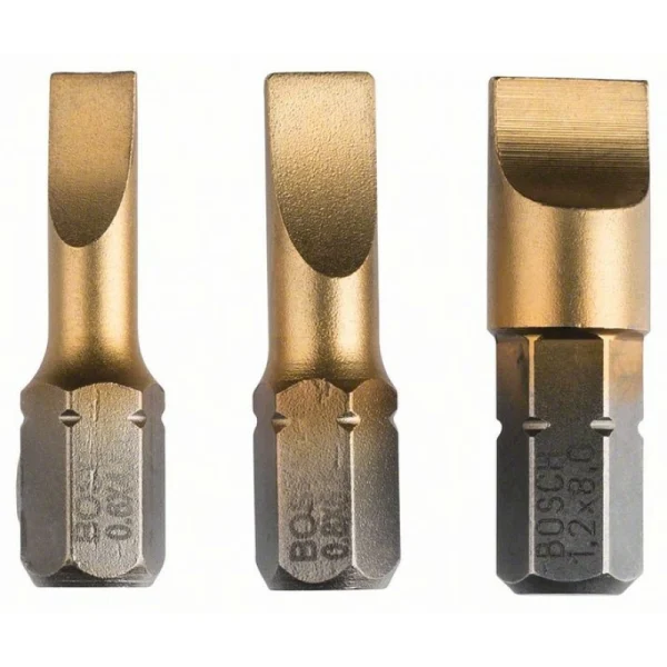 Набор из 3 насадок-бит Max Grip (S) S 0,6x4,5; S 0,8x5,5; S 1,2x8,0; 25 мм Bosch 2607001751