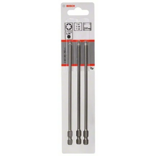 Набор из 3 насадок-бит Extra Hart T8; T10; T15; 152 мм Bosch 2607001763 — изображение 2