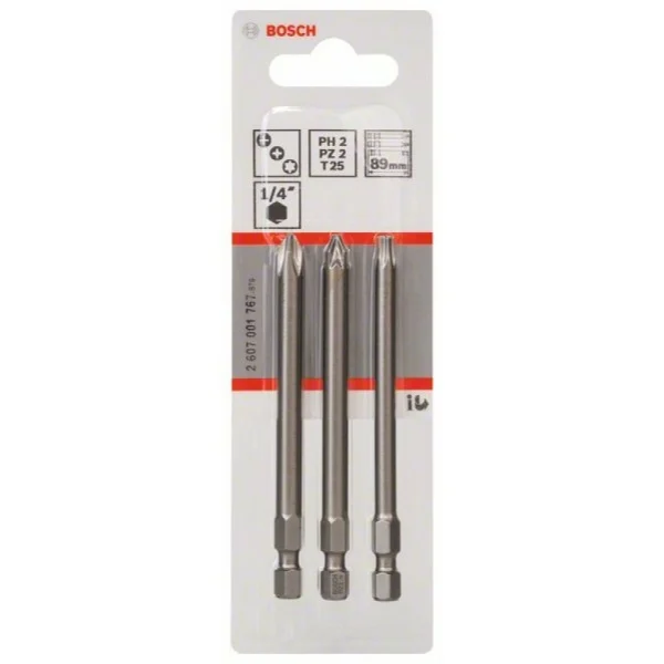 3 Биты Extra Hard 89 мм PH2/PZ2/T25 Bosch 2607001767 — изображение 2