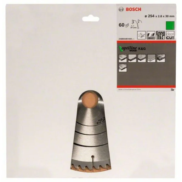 Пильный диск Optiline Wood 254 x 30 x 2,8 mm, 60 Bosch 2608640444 — изображение 2