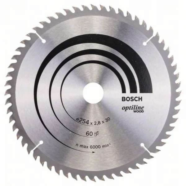 Пильный диск Optiline Wood 254 x 30 x 2,8 mm, 60 Bosch 2608640444