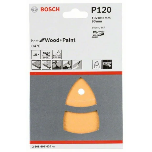 Набор шлифлистов (10 шт) C470 Best for Wood+Paint 102x62,93 мм K120 Bosch 2608607404 — изображение 2