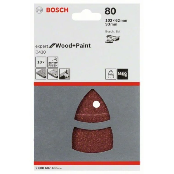 Набор из 10 шлифлистов F355 102x62, 93 мм, 80 Bosch 2608607408 — изображение 2