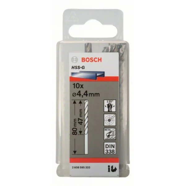 Сверло по металлу HSS-G DIN 338 4,4x47x80 мм Bosch 2608595333 — изображение 2