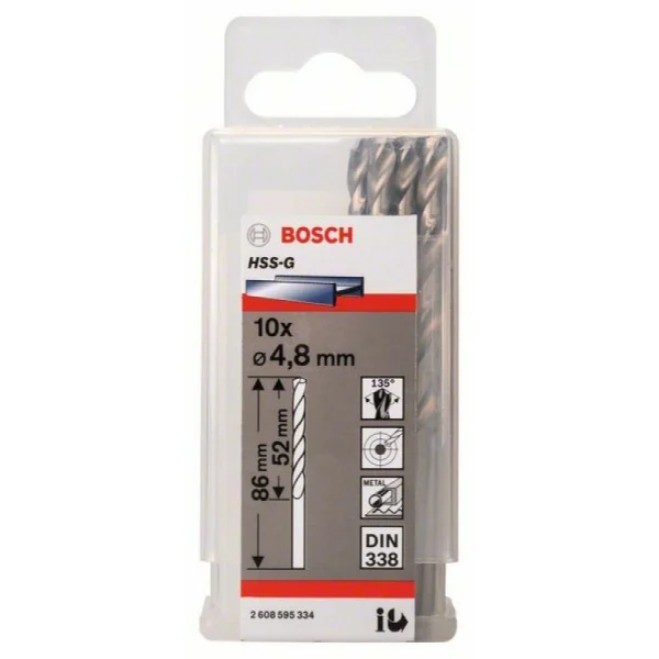 Сверло по металлу HSS-G DIN 338 4,8x52x83 мм Bosch 2608595334 — изображение 2