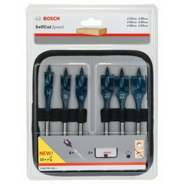 Набор из 6 перовых сверл Self Cut Speed 14; 16; 18; 20; 22; 24 мм Bosch 2608595424 — изображение 2