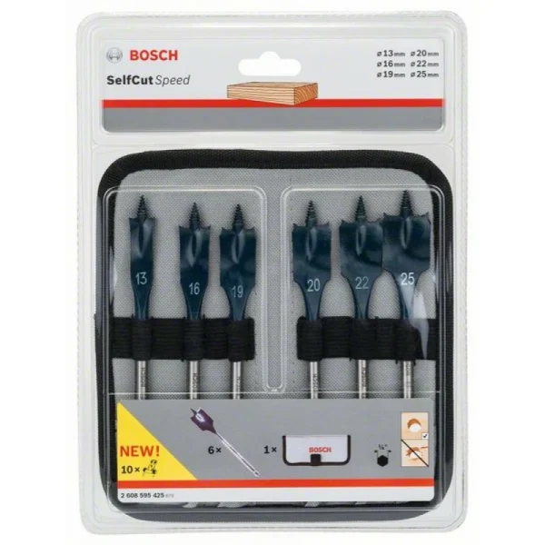 Набор из 6 перовых сверл Self Cut Speed 13; 16; 19; 20; 22; 25 мм Bosch 2608595425 — изображение 2